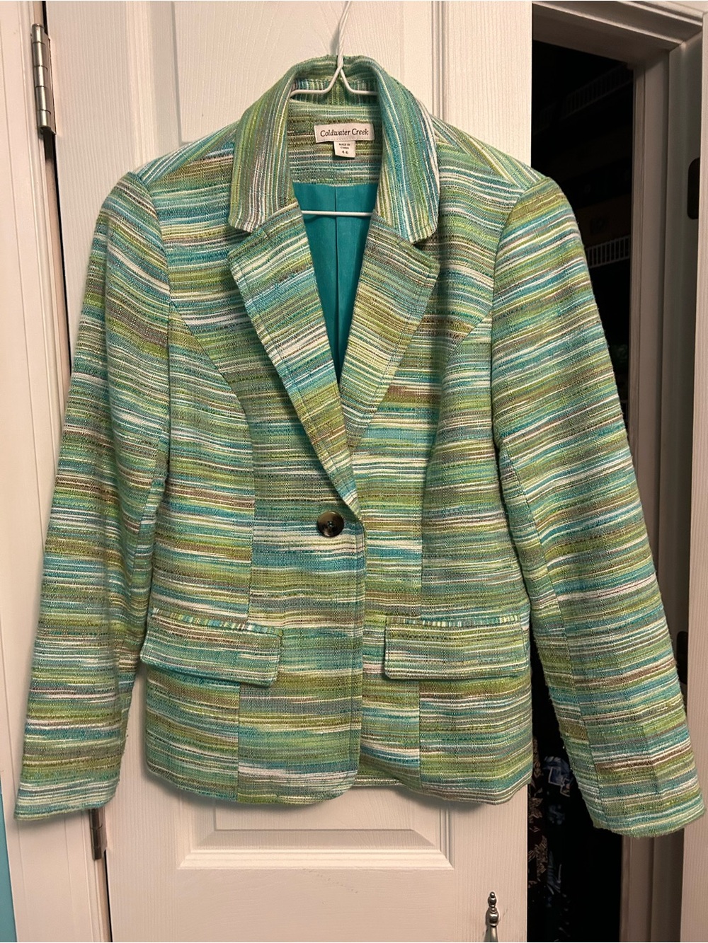 Coldwater Creek Striped Green & Teal Blazer